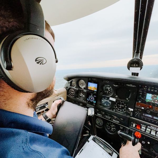 A pilot flying