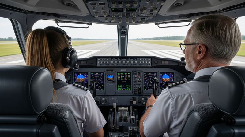 pilots in cockpit