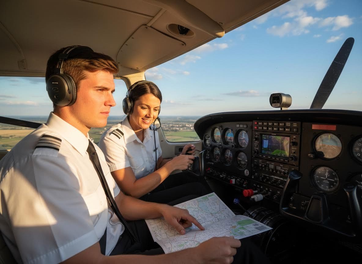 Two Pilots in Aircraft Cockpit