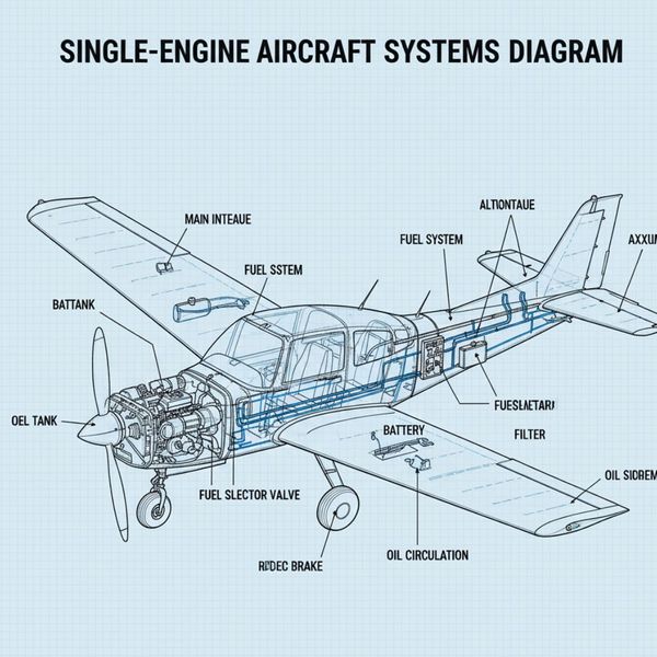 Diagram of a single-engine plane.