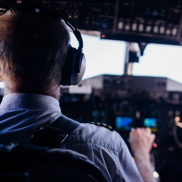 pilot in cockpit
