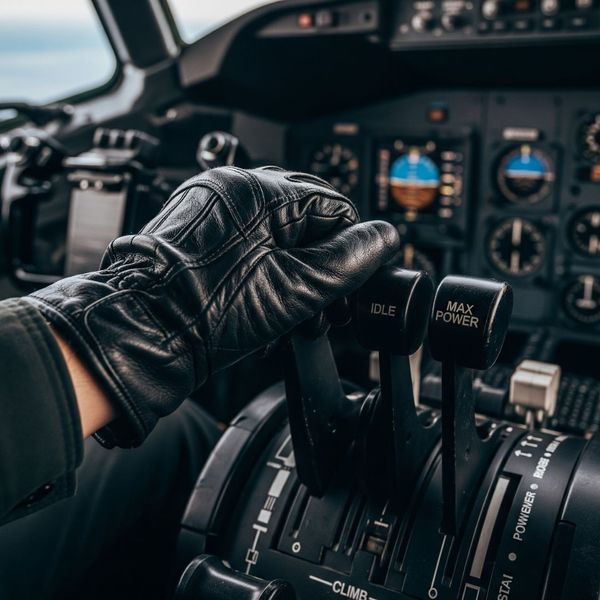 Pilot's hand. Pilot's hand.