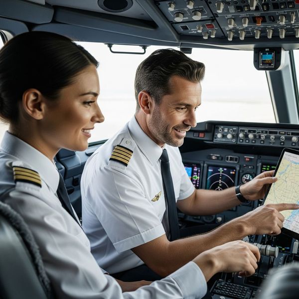 Pilots in a plane cockpit. Pilots in a plane cockpit.