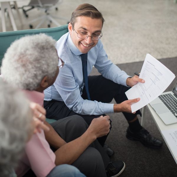 legal expert speaking with clients