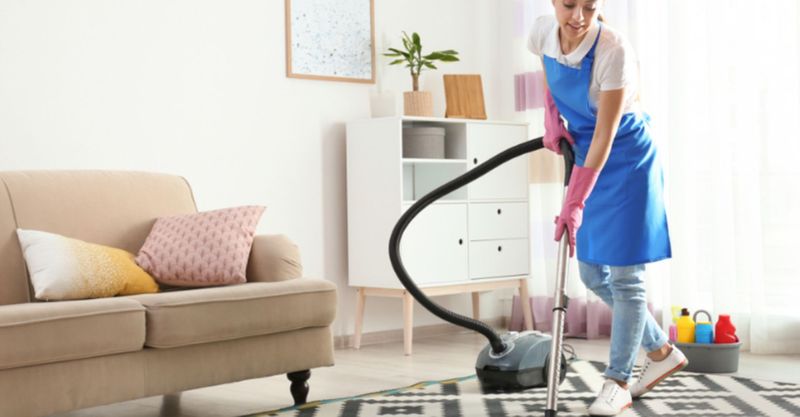 Cleaning a living room area