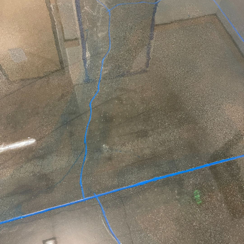 polished concrete with blue lines