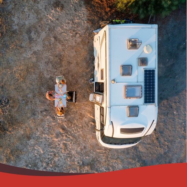 aerial view of an RV camper