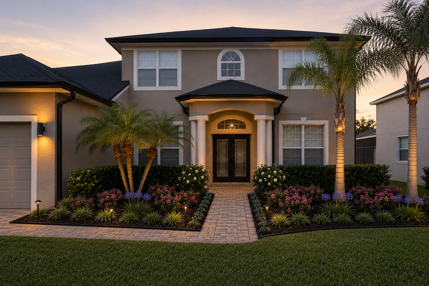 Front entry landscape beds before enhancement in St Cloud Florida