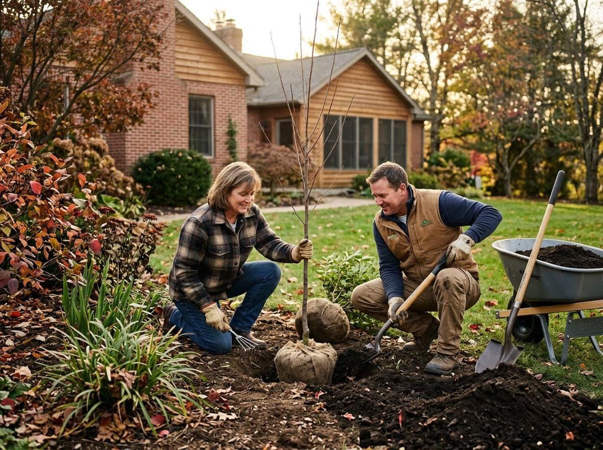 Couple Planting a Tree in Autumn