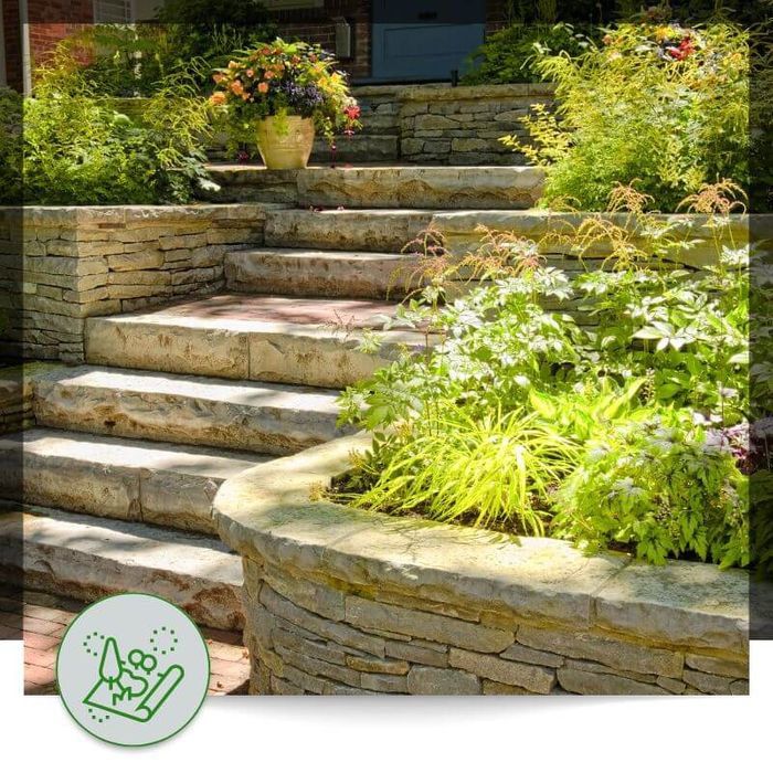 stone stairs with landscaping