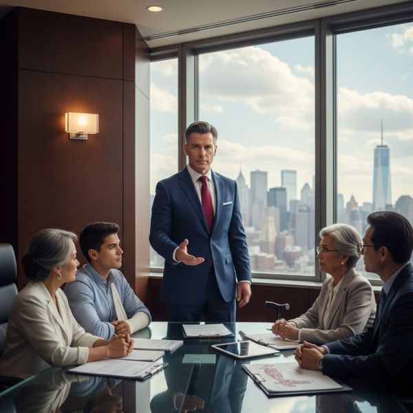 personal injury lawyer meeting with group of people