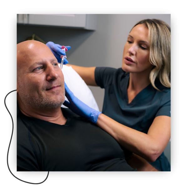 Stephanie Astor giving patient an injection