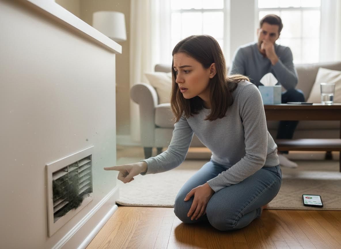 Couple discovers dirty, dusty air vent in their home