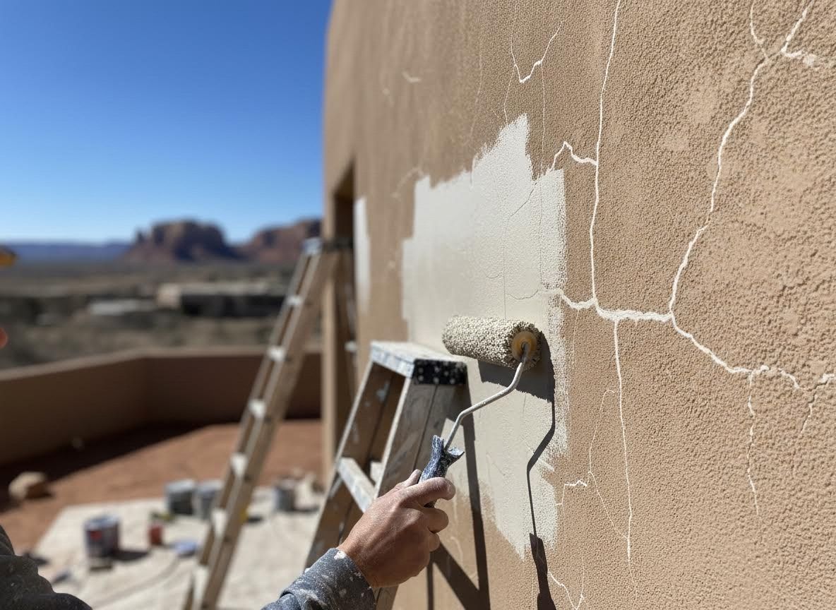 Painting a Cracked Stucco Wall in a Desert Landscape