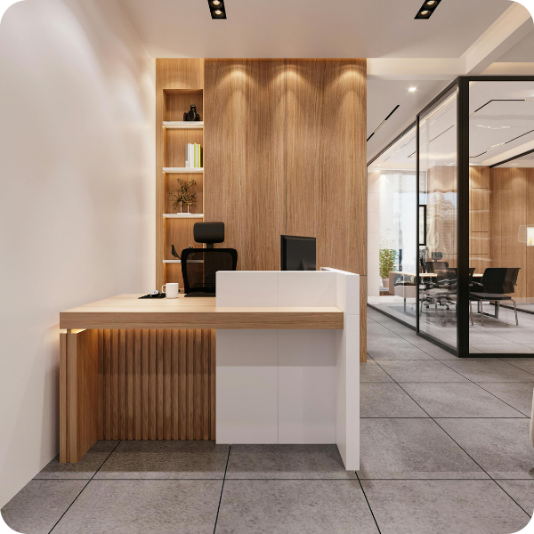 front desk of commercial building