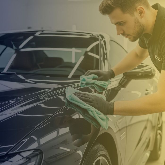 Car being cleaned