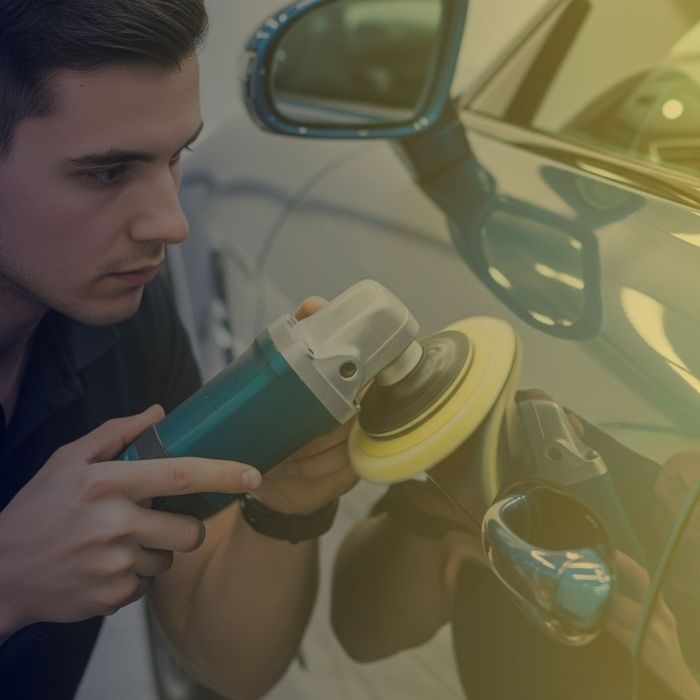 technician detailing car exterior