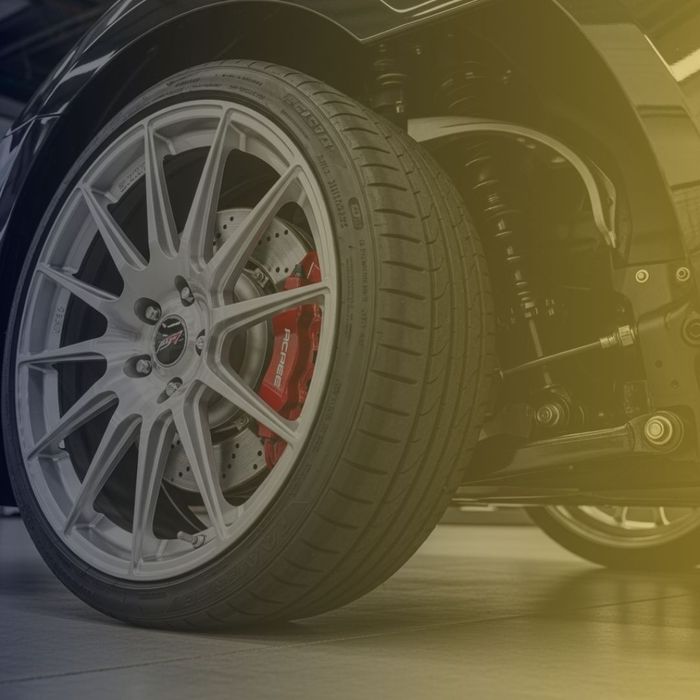 a perfectly clean wheel and undercarriage, showing protection against salt air corrosion and rust