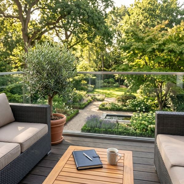 A serene terrace view representing the personal fulfillment and clarity gained through leadership evolution.