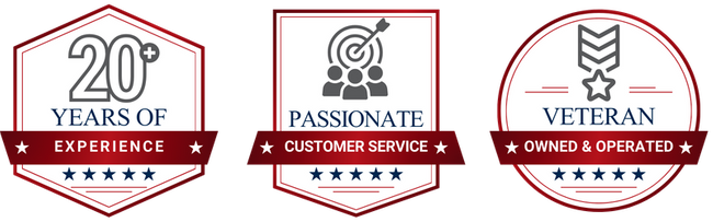 Trust Badges: 20+ Years of Experience, Passionate Customer Service, Veteran Owned & Operated