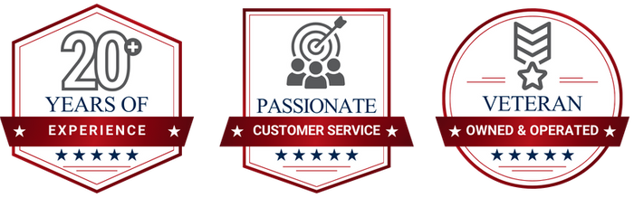 Trust Badges: 20+ Years of Experience, Passionate Customer Service, Veteran Owned & Operated