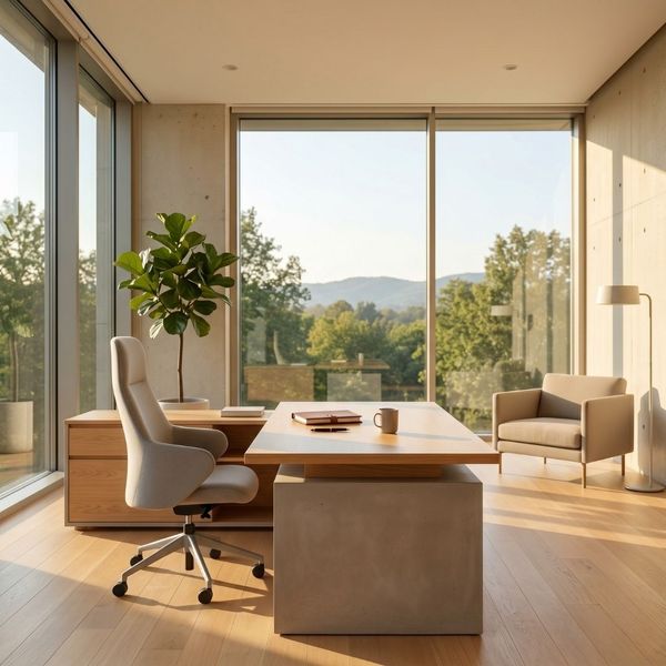 A peaceful, bright office environment reflecting the psychological safety of financial integrity.