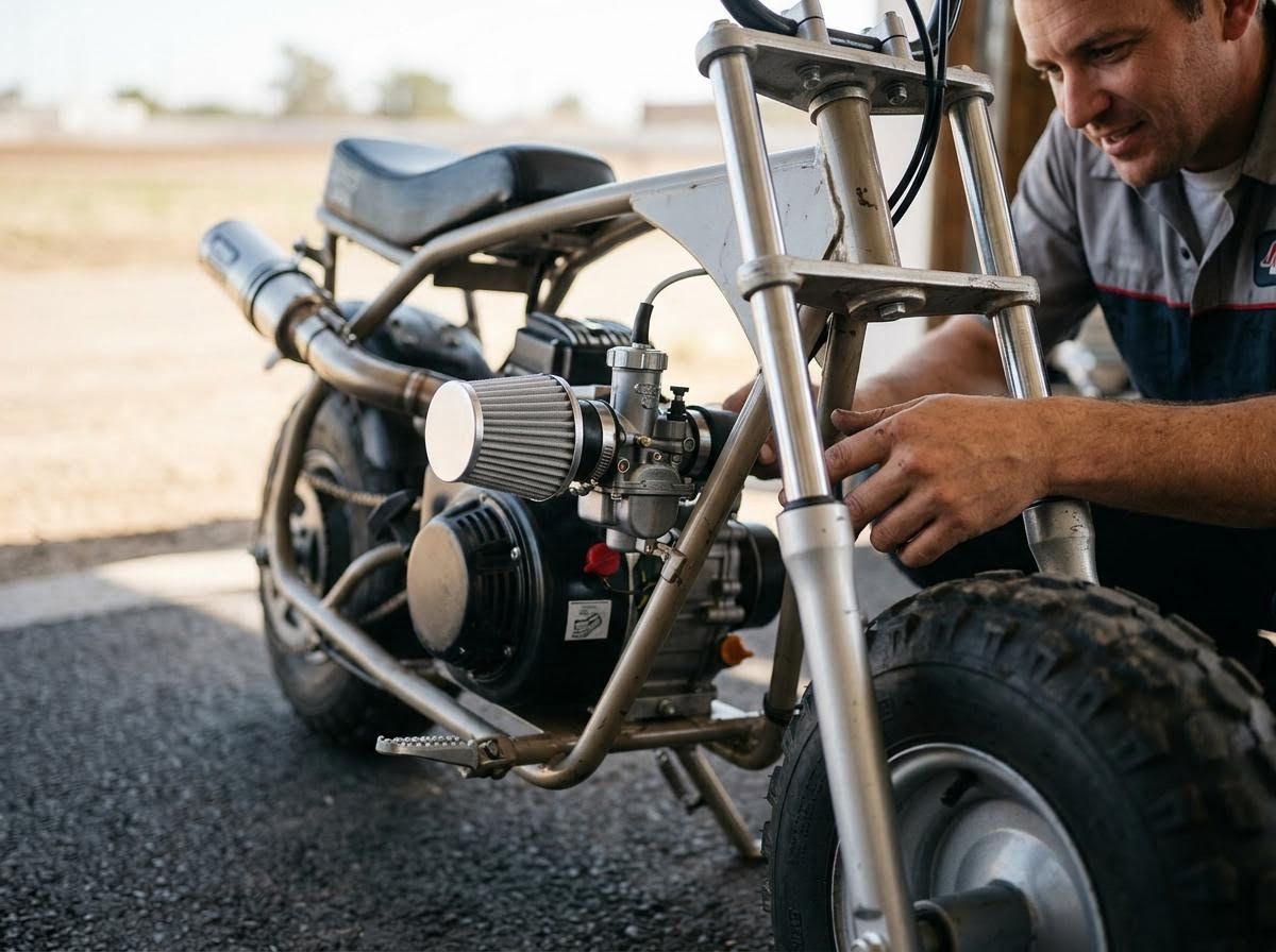 Man working on a minibike engine