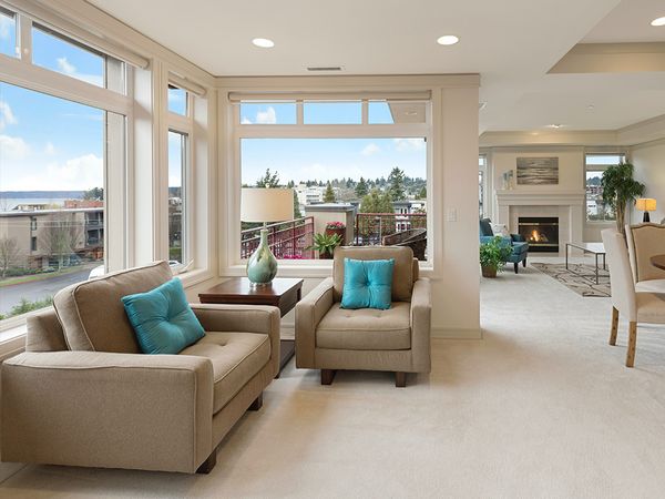 A nice living room with large windows