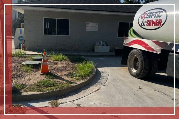 GO Septic truck outside of building before service