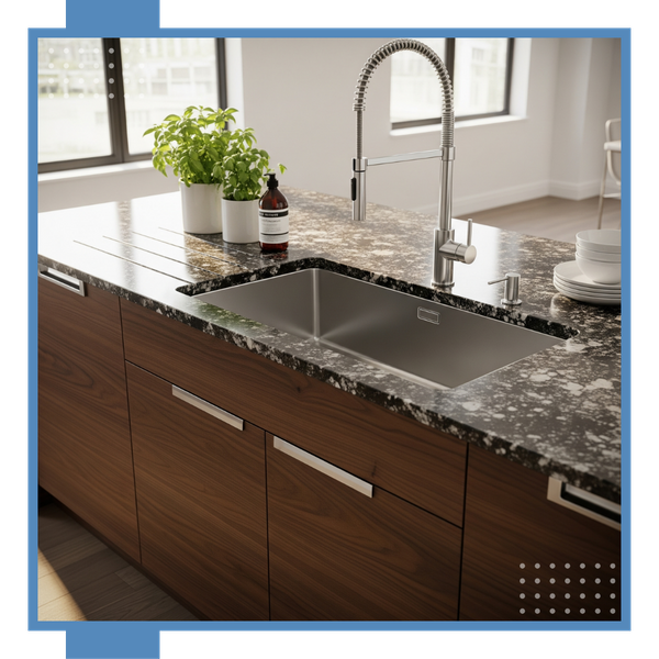 stylish kitchen sink integrated into a granite countertop with modern cabinets stylish kitchen sink integrated into a granite countertop with modern cabinets