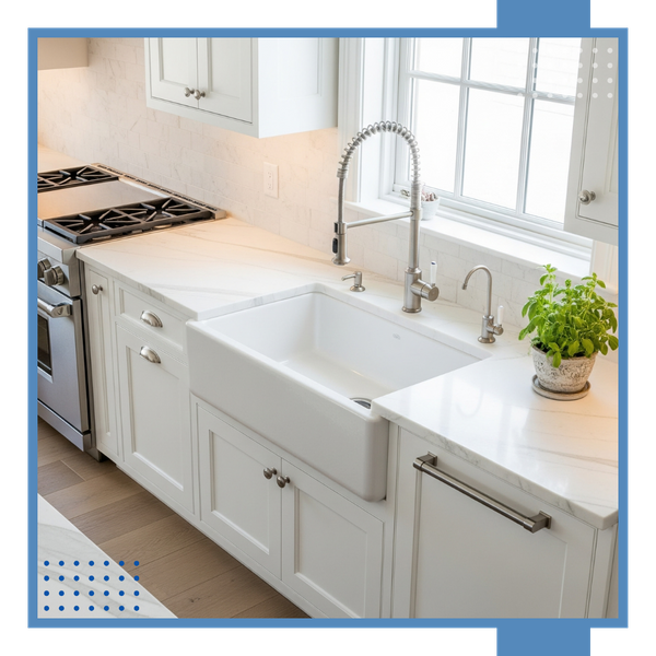 White kitchen cabinets and counter