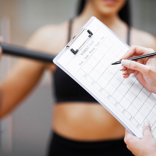 workout plan on a clipboard