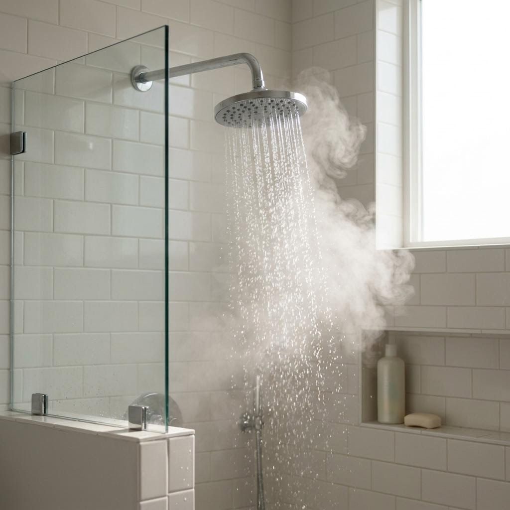 hot water coming out of a showerhead hot water coming out of a showerhead