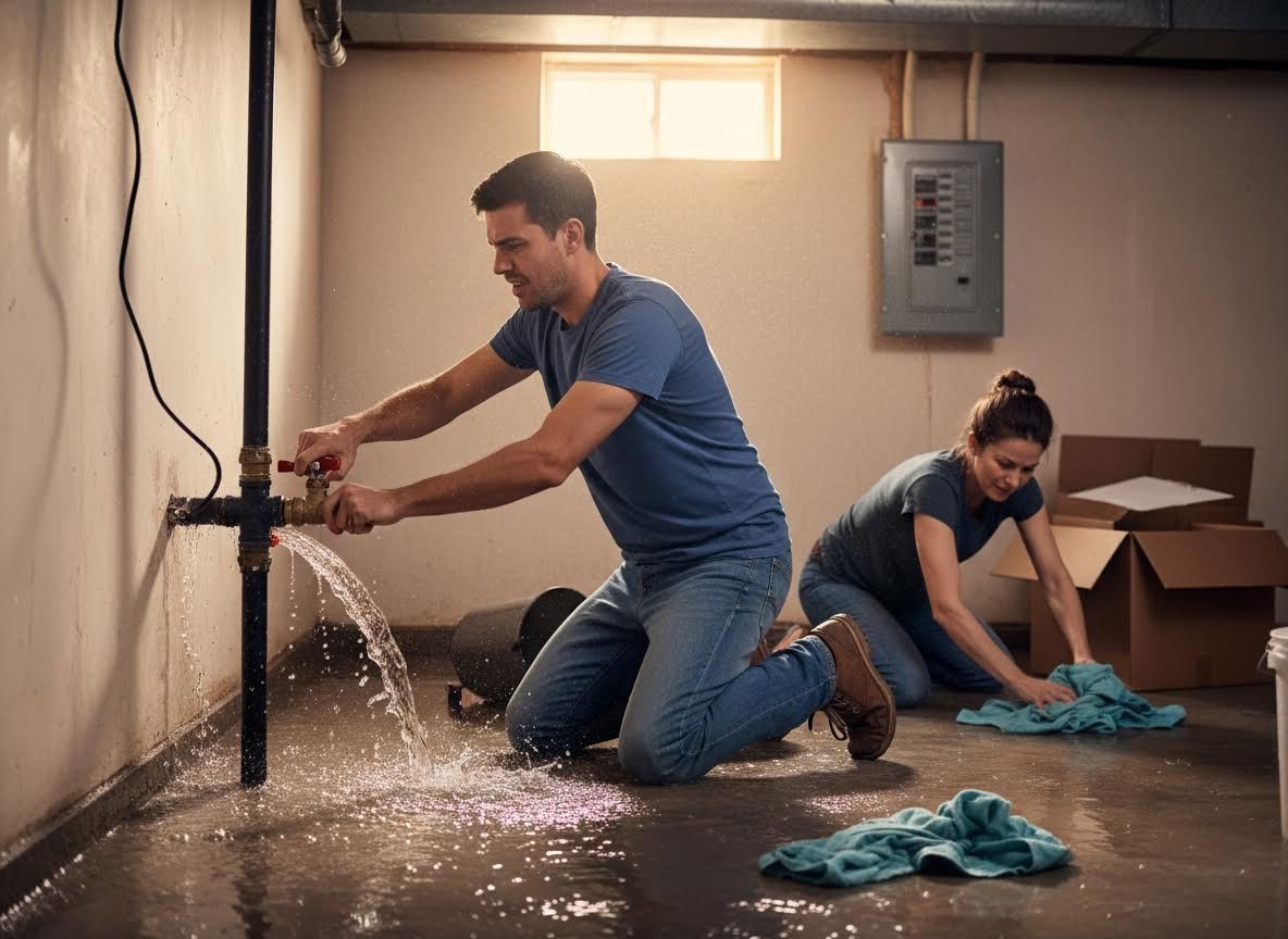 Couple Fixing Basement Water Leak