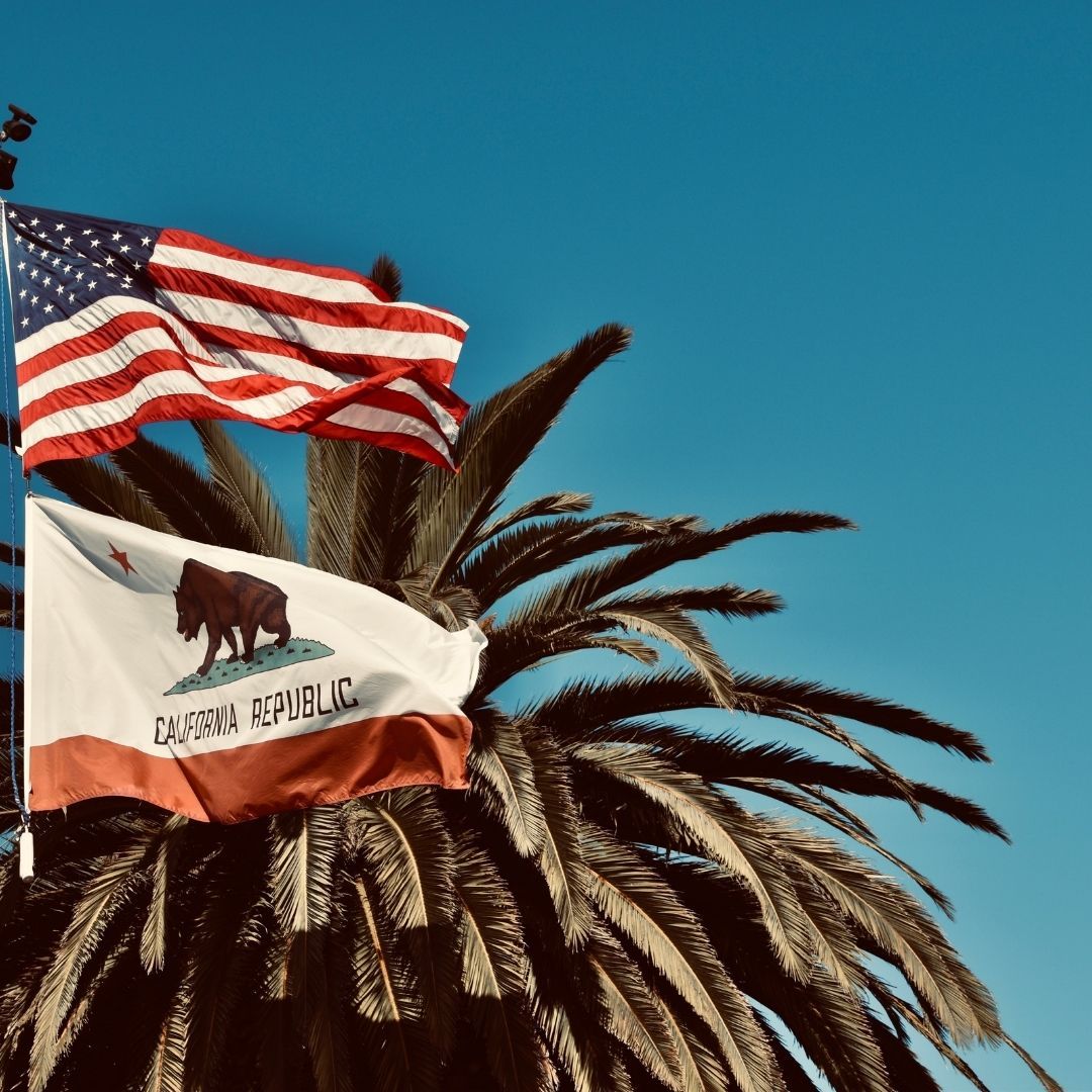 United States and California flag United States and California flag