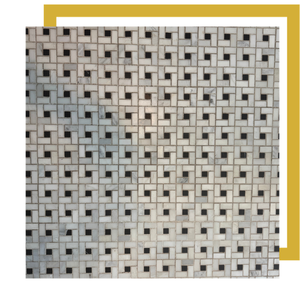 Small mosaic tile floor with color-sealed grout