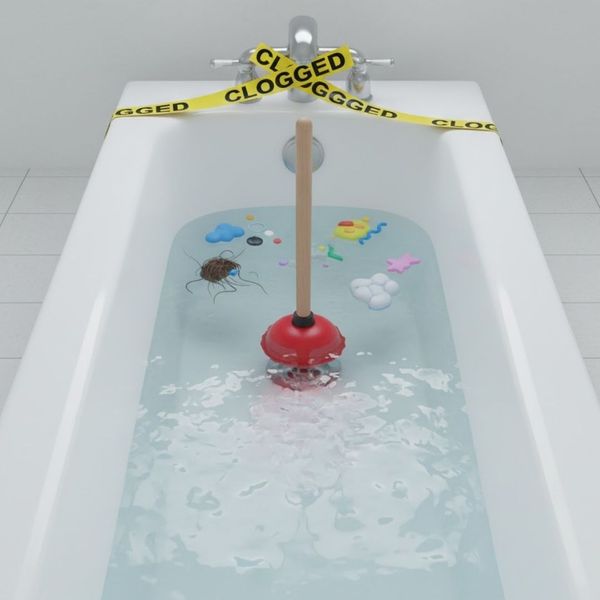 clogged bathtub