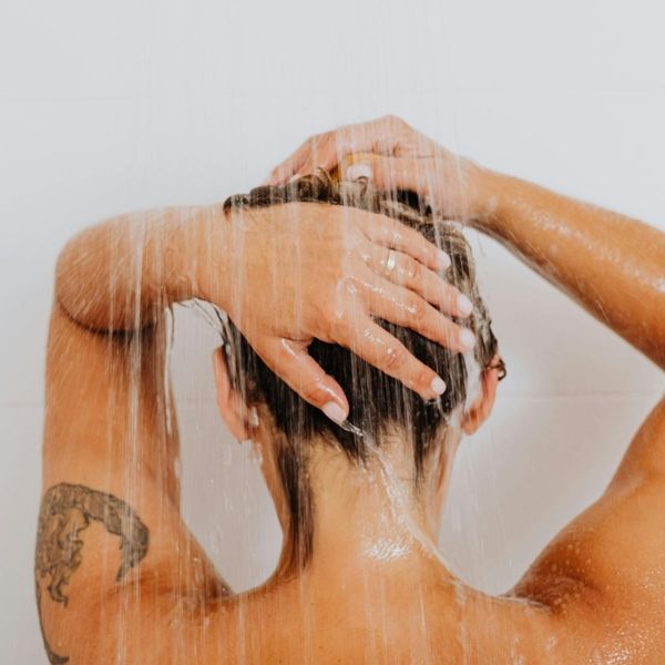 A person taking a shower
