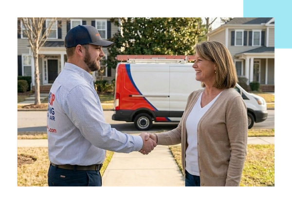 tech shaking clients hand