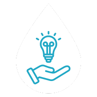 a hand holding an illuminated lightbulb icon
