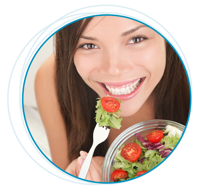 Woman eating a salad