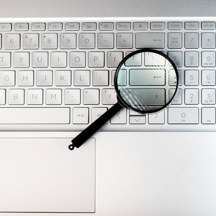 magnifying glass on computer
