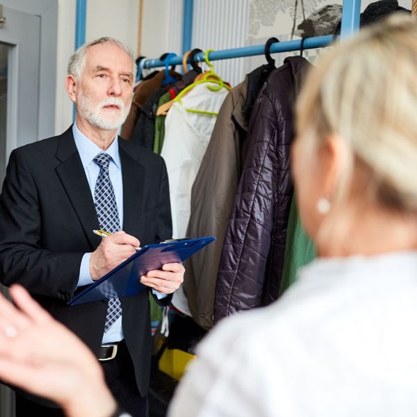 man performing interview