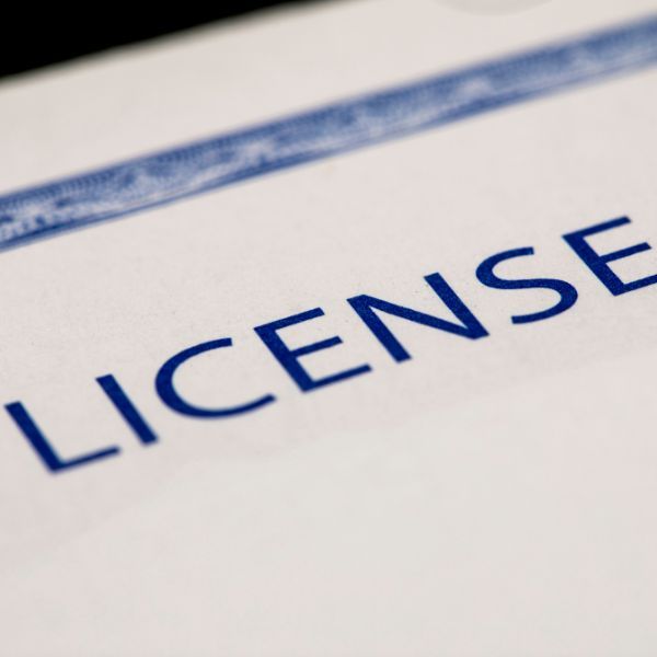 a paper that says license