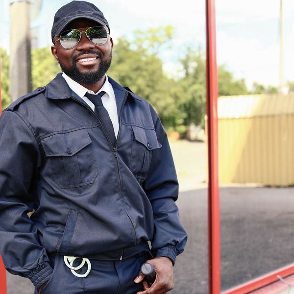 smiling friendly security guard