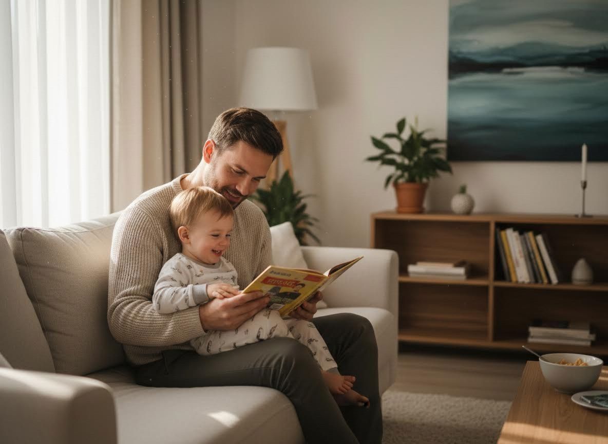 father with child in home