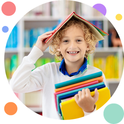 child with books 