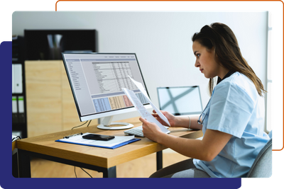 healthcare worker doing billing