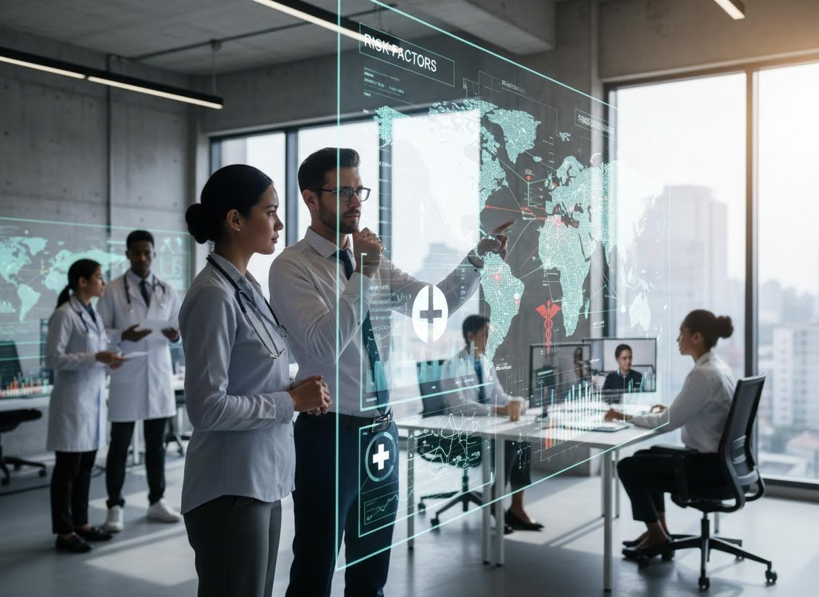 Medical Professionals Analyzing Global Health Data