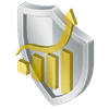 3D shield icon with a rising financial bar graph.